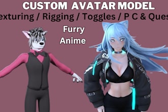 create custom 3d VR chat avatar furry avatar vtuber model anime vrc model unity