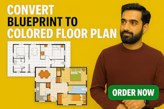 convert blueprint to colored floor plan