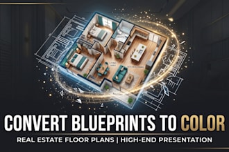 convert blueprint to colored floor plan
