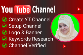 create professional youtube channel with logo, banner