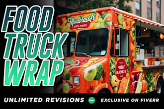create stylish food truck wrap, car wrap, van wrap design