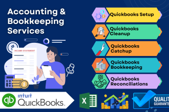do your quickbooks setup, cleanup, catch up, bookkeeping and bank reconciliation