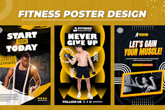 design gym banner, fitness flyer, instagram post , yoga poster
