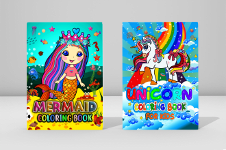 create custom low content coloring book cover and interior for amazon KDP