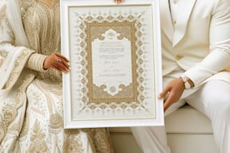 design marriage certificate, invitation card, islamic border