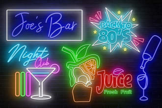design neon website banners or neon logo