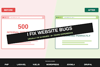 fix bugs in laravel, vue, php, wordpress, joomla or drupal