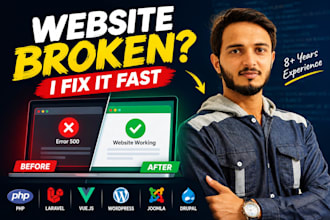 fix bugs in laravel, vue, php, wordpress, joomla or drupal