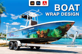 design creative boat wrap, wrap decal, vehicle wrap design