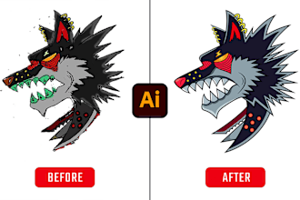 convert low quality image logo or sketch into HD vector