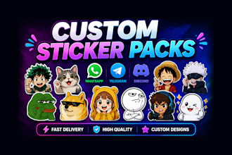 design custom sticker packs for whatsapp, telegram and discord