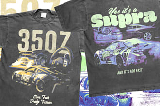 design 90s vintage racing car tshirt graphic