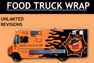 do exclusive, professional food truck, car, vehicle, bus, boat wrap design