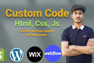 design section custom code squarespace, shopify, wix wordpress websites