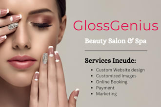 design a glossgenius booking website for spa, beauty and cosmetic salon business