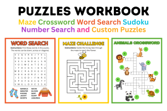 design maze crossword sudoku word search puzzles workbook or kids worksheets