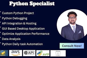 do python code, API integration, cloud hosting, and bots with gui