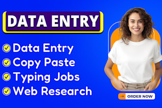 do data entry, web research, typing and copy paste and excel data entry jobs