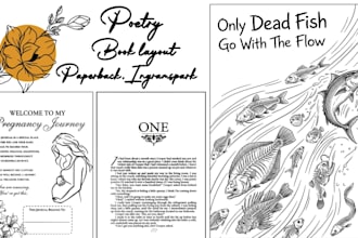 draw aesthetic poetry line art and format KDP planner, journal and notebook