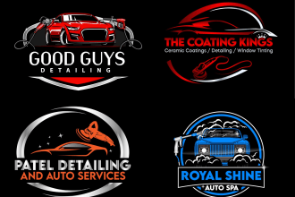 do outstanding auto detailing, repair, paint and car wash logo design