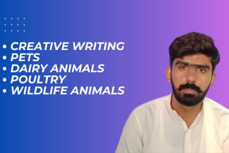 write articles about veterinary medicine, animals poultry and pets
