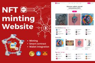 create nft minting website, nft wordpress, landing page, smart contract, opensea