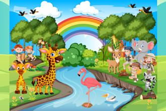 draw children book illustration for story book rhymes and others