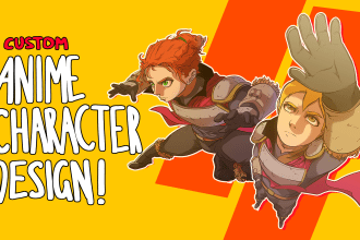 create character sheets and posters in an anime art style