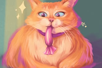 draw cute pet portrait, dog or cat drawing