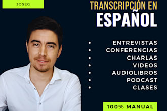 haré la transcripción de audio o video en español en horas