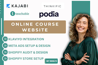 create online course website on kajabi, teachable, podia thinkific online course