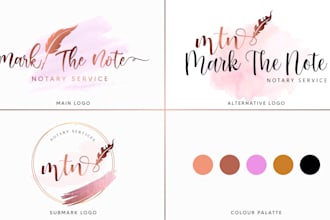 design a modern feminine signature logo and branding kit