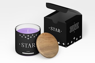do premium candle label design and box design with mockup