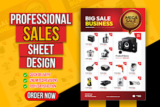 design sales sheet, product catalog or sell sheet