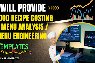 provide food recipe costing and menu analysis templates for food business