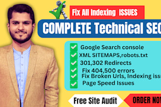 professionally fix XML sitemaps, robots txt, google search console 404 errors