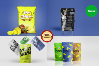 create professional pouch bag  and mylar bag 3d mock up
