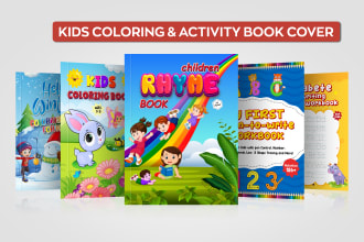 create kids coloring illustration, activity book, KDP book cover design
