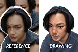 do realistic digital painting portrait from photo