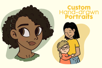 draw a custom hand drawn portrait illustration of couple, family, or pet