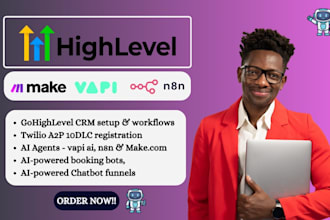 set up gohighlevel vapi ai make com ghl n8n workflow gohighlevel a2p 10dlc
