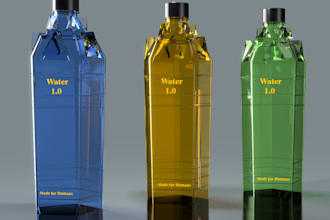 design your water bottle, 3d model and render on right price
