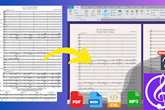 copy your sheet music to sibelius, musescore, midi or XML