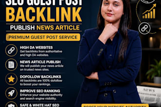 do SEO guest post backlink and publish news article, premium guest post service