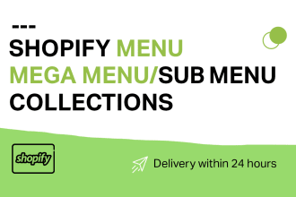 add shopify mega menu, navigation menu and collections