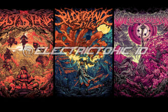 draw detailed dark art and heavy metal horror illustration for clothing