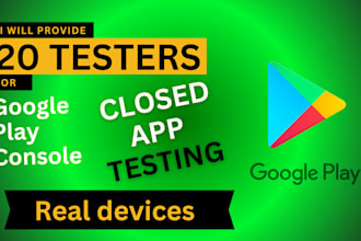 android app submission to google play store and 20testers for closed app testing