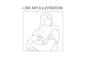 draw custom line art portraits, faceless outline drawing