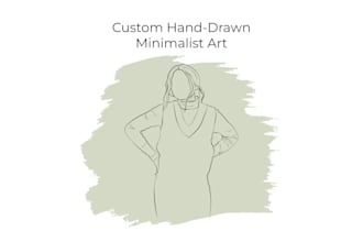 draw a minimalist faceless line art portrait for aesthetic gifts