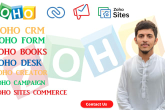 set up zoho campaign, books, sites, desk